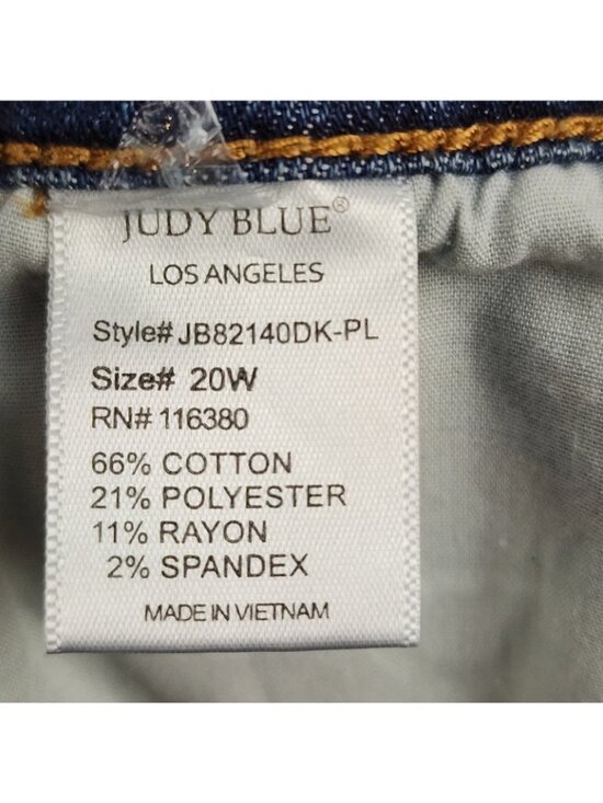 Judy Blue Jeans Womens Plus 20W Blue Skinny Fit Distress JB82140DK PL (38x27) - Picture 13 of 13